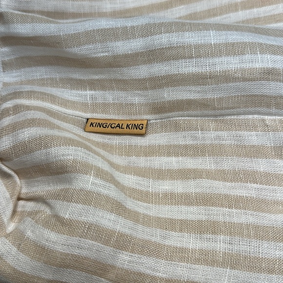 Quince European Linen King Duvet Cover With Shams - Natural / White Stripes 3 pc - Picture 10 of 10